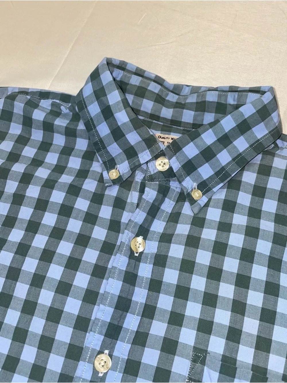 J.Crew Mens Gingham Button Down Shirt Blue Green Check Cotton Size M Tailored